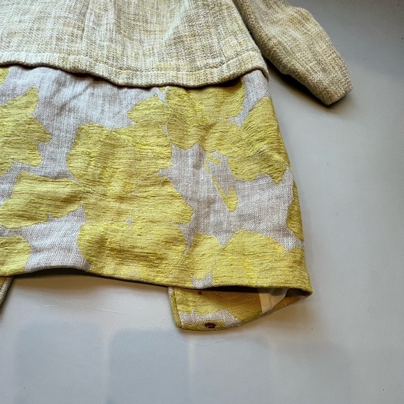 Zara tweed mixed pattern yellow blazer - Picture 5 of 12